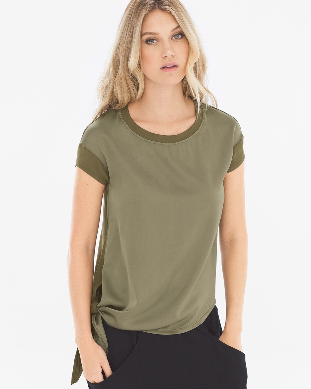X by Gottex Fabric Mixing Short Sleeve Tee