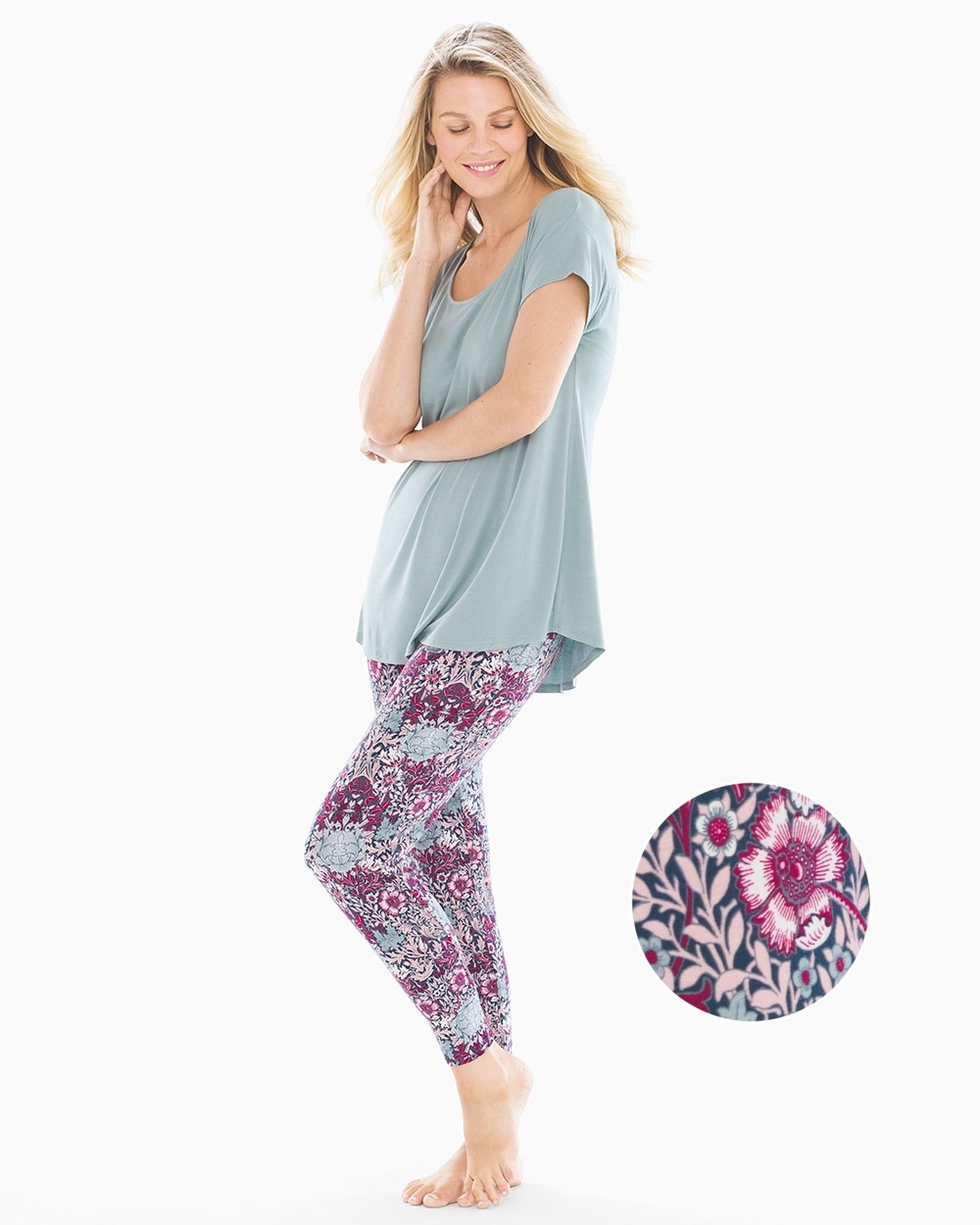 Cool Nights Short Sleeve Pajama Set Willow Floral Slated