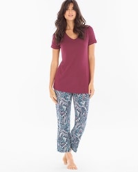 Cool Nights Ankle Pants Pajama Set Paisley Poise Marsala