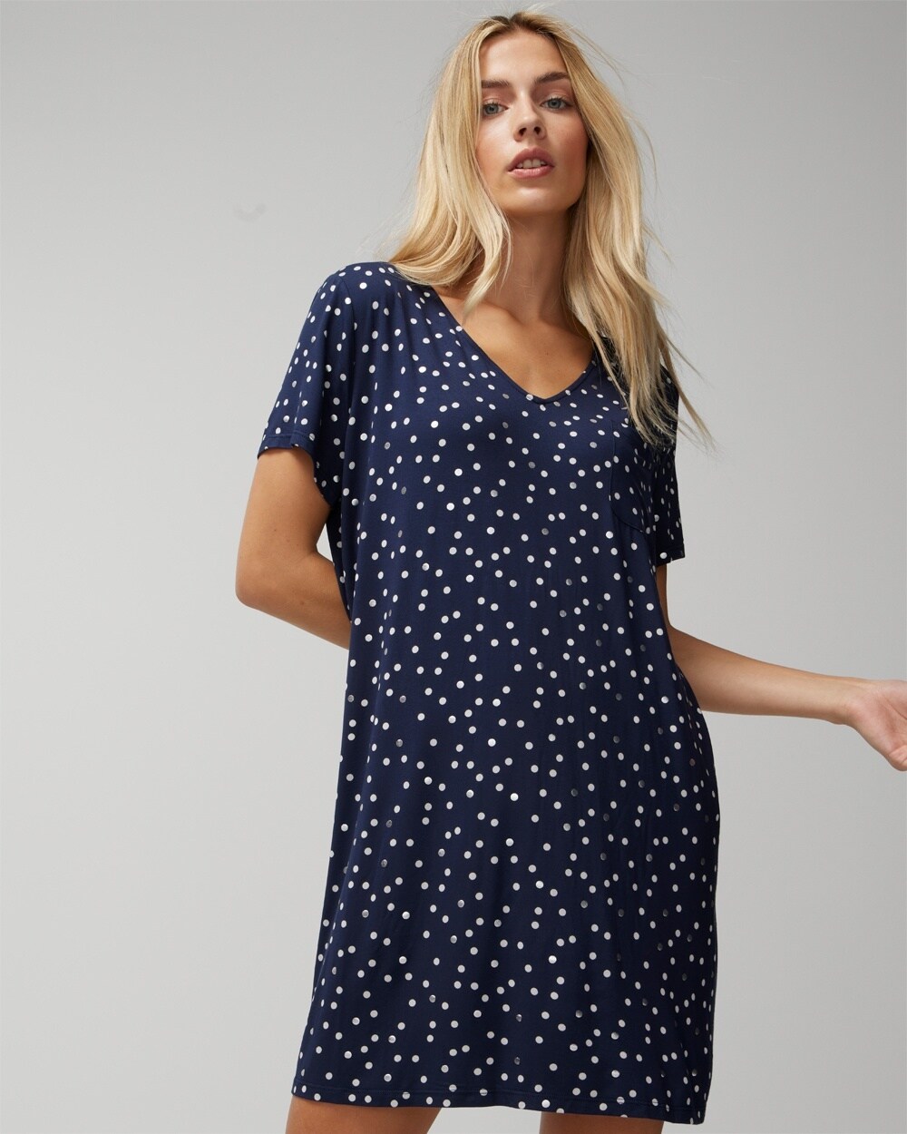 Soma Women's Cool Nights Short Sleeve Night Gown In Navy Size 2xl |