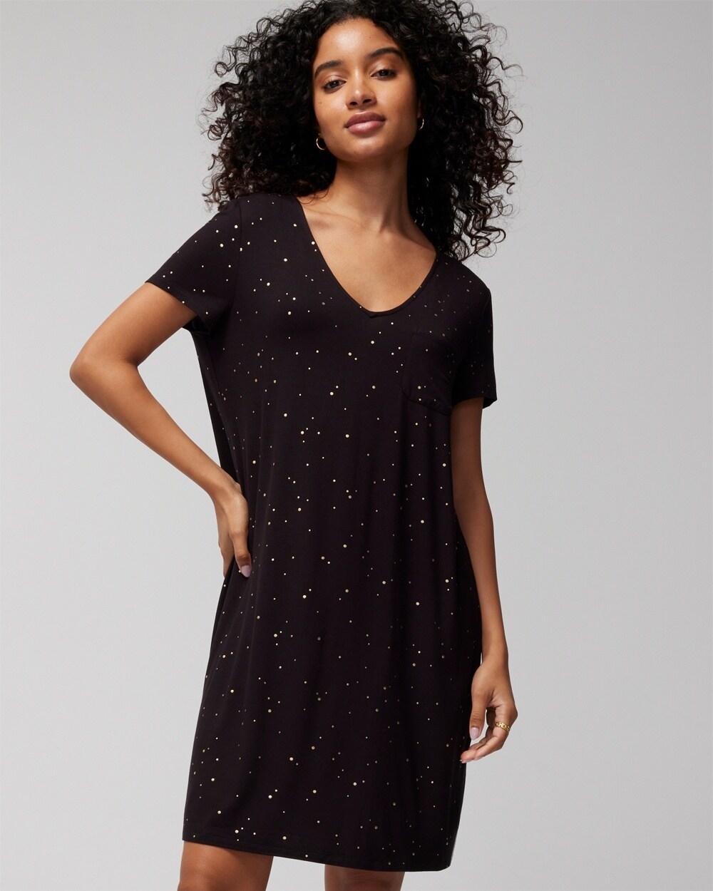 Soma Women's Cool Nights Short Sleeve Night Gown In Black Size 2xl |