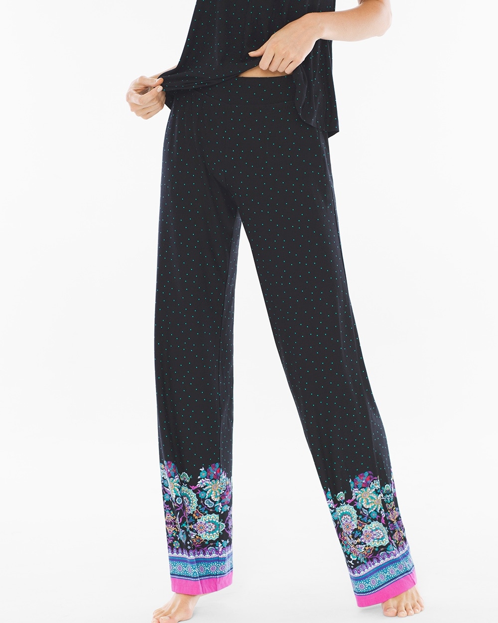 Embraceable Cool Nights Tall Pajama Pants Agora Border Black