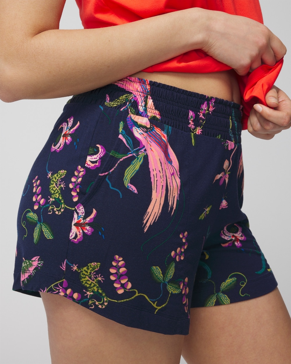 Soma Women's Cool Nights Pajama Shorts In Paradise Garden Navy Size 2xl |