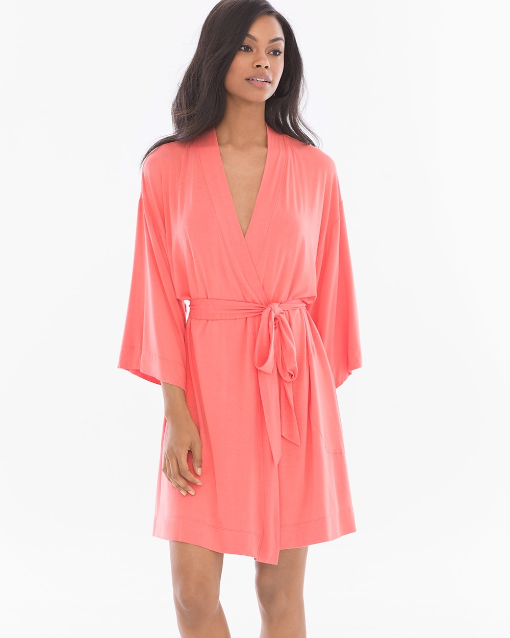 Cool Nights Short Robe Coral Rose