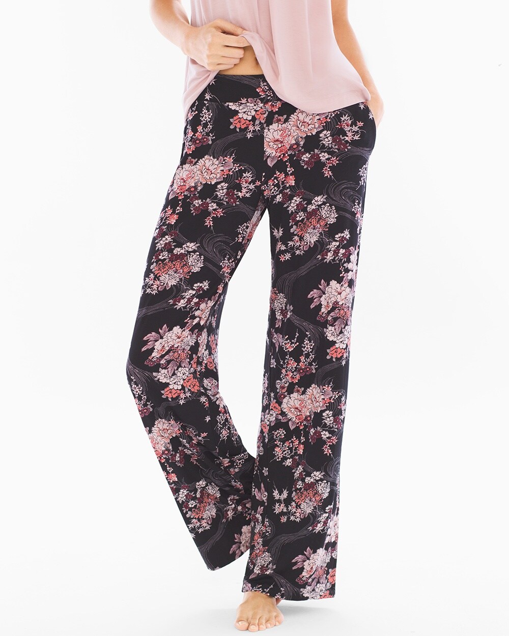 Cool Nights Pajama Pants Blooms Black Tall