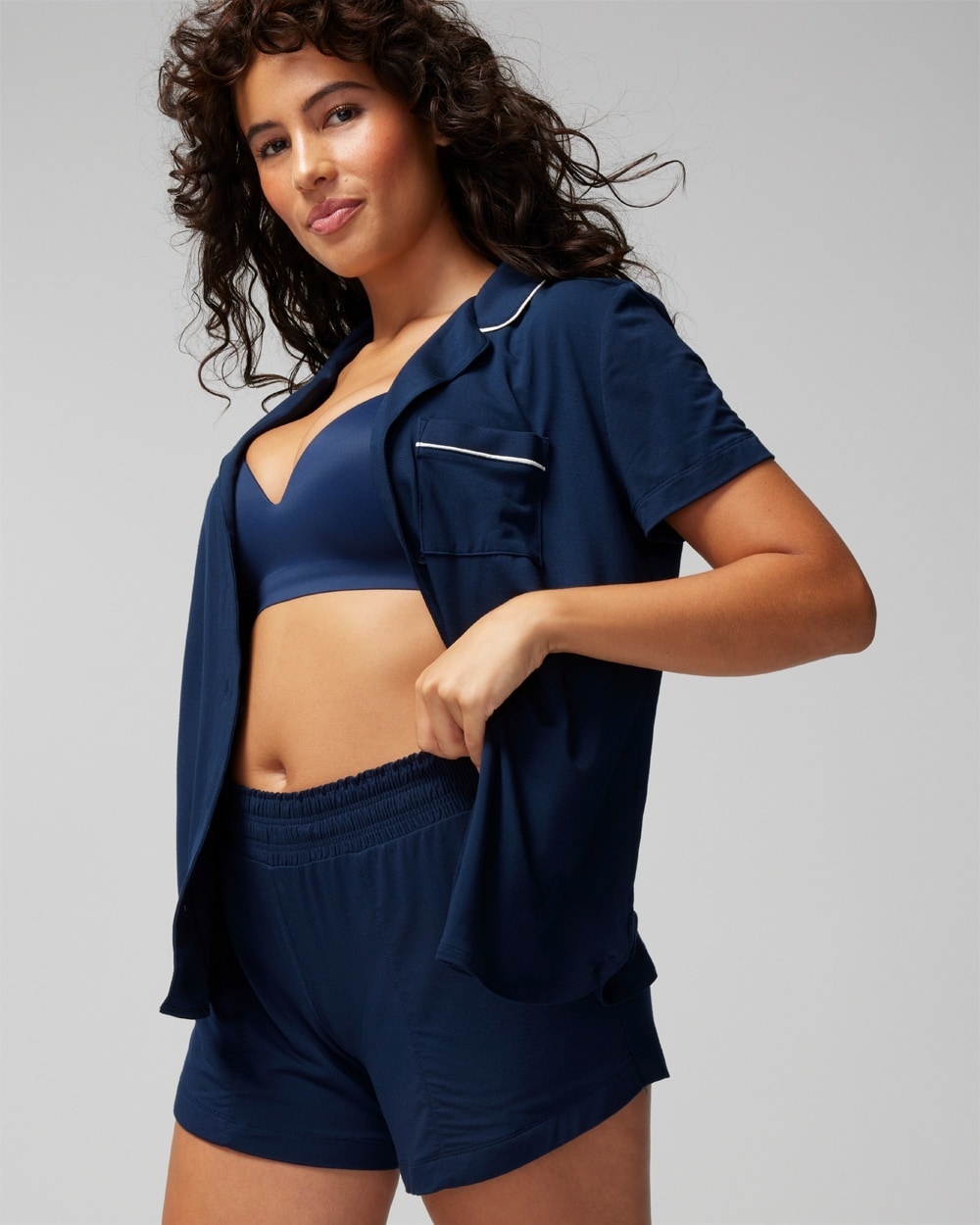 Soma Women's Cool Nights Pajama Shorts In Navy Blue Size Medium |