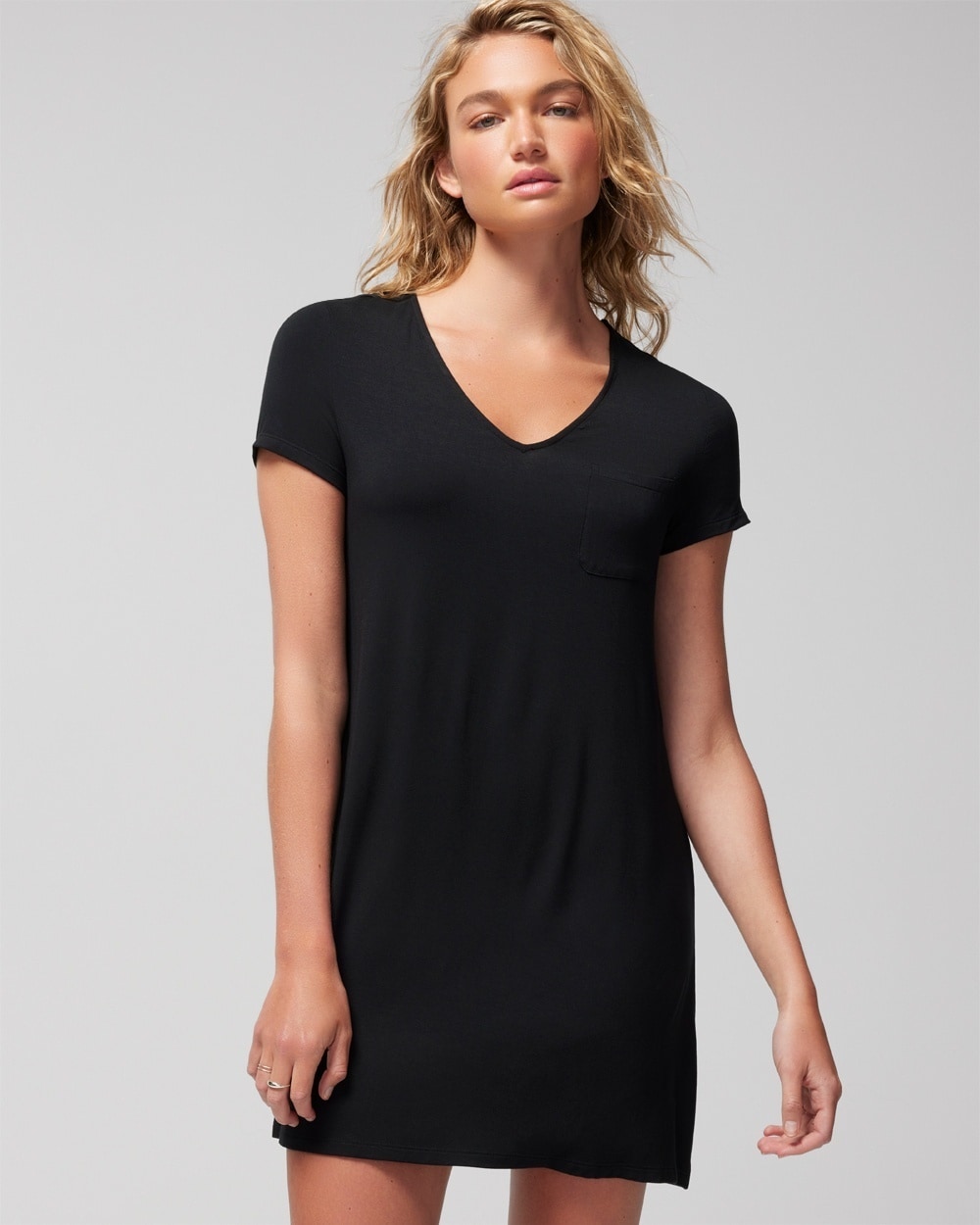 Soma Women's Cool Nights Short Sleeve Night Gown In Black Size Medium |