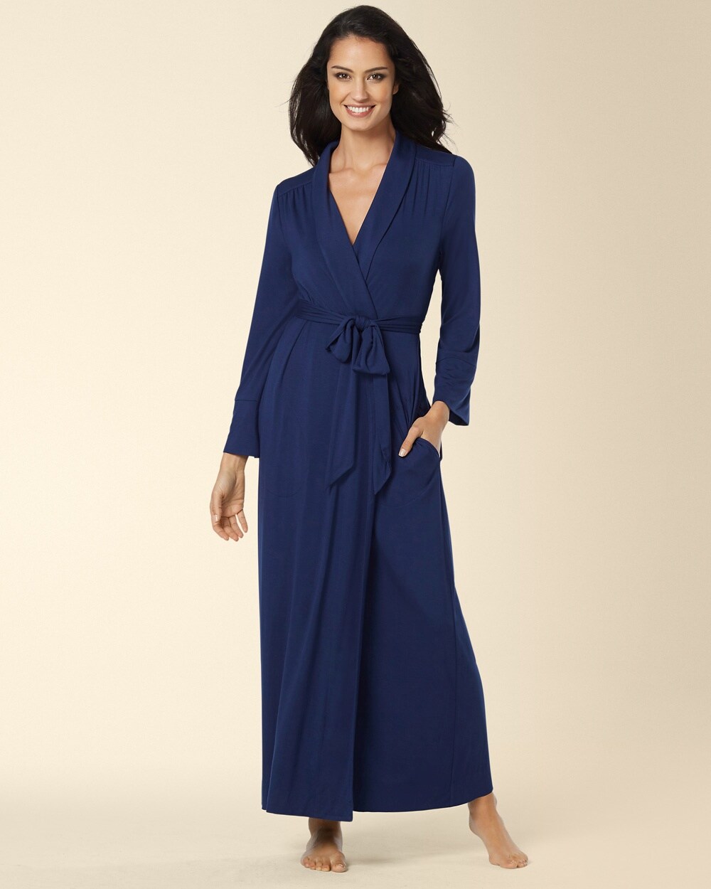 Embraceable Cool Nights Long Robe Medievel Blue