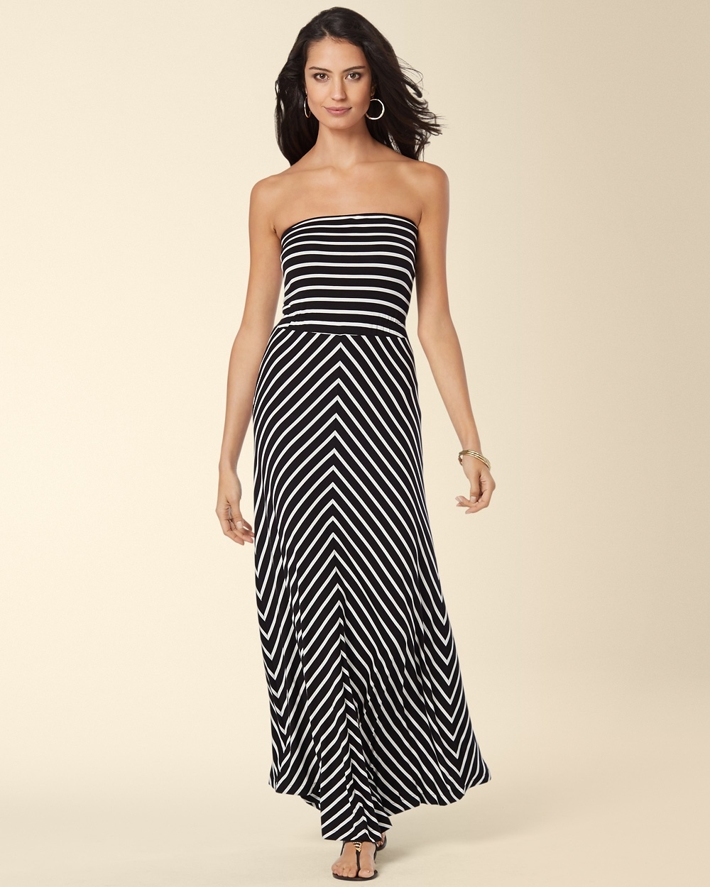 Foldover Multi-Way Maxi Dress Aerial Stripe Black