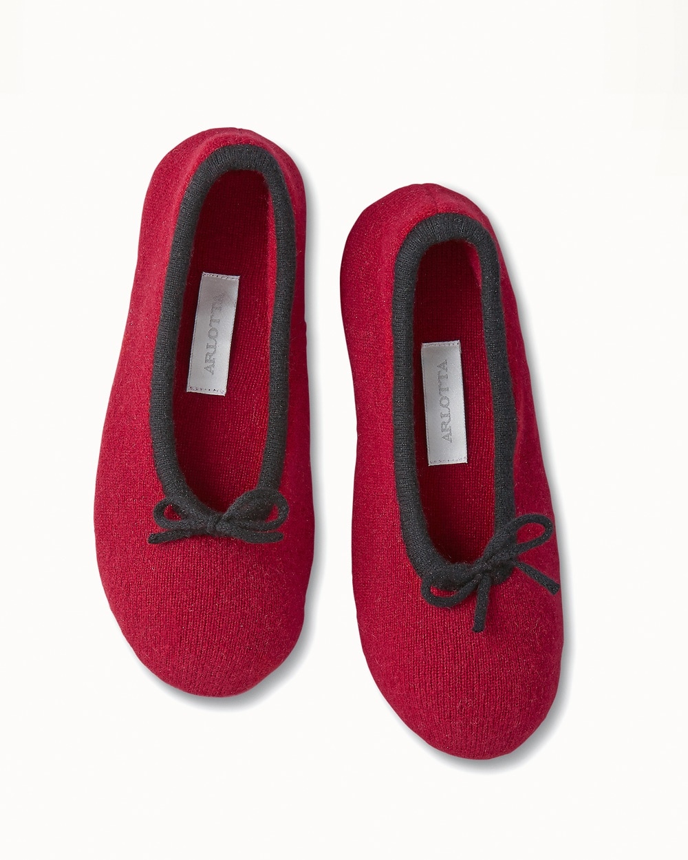 Arlotta Drawcord Cashmere Slippers Bordeaux And Black