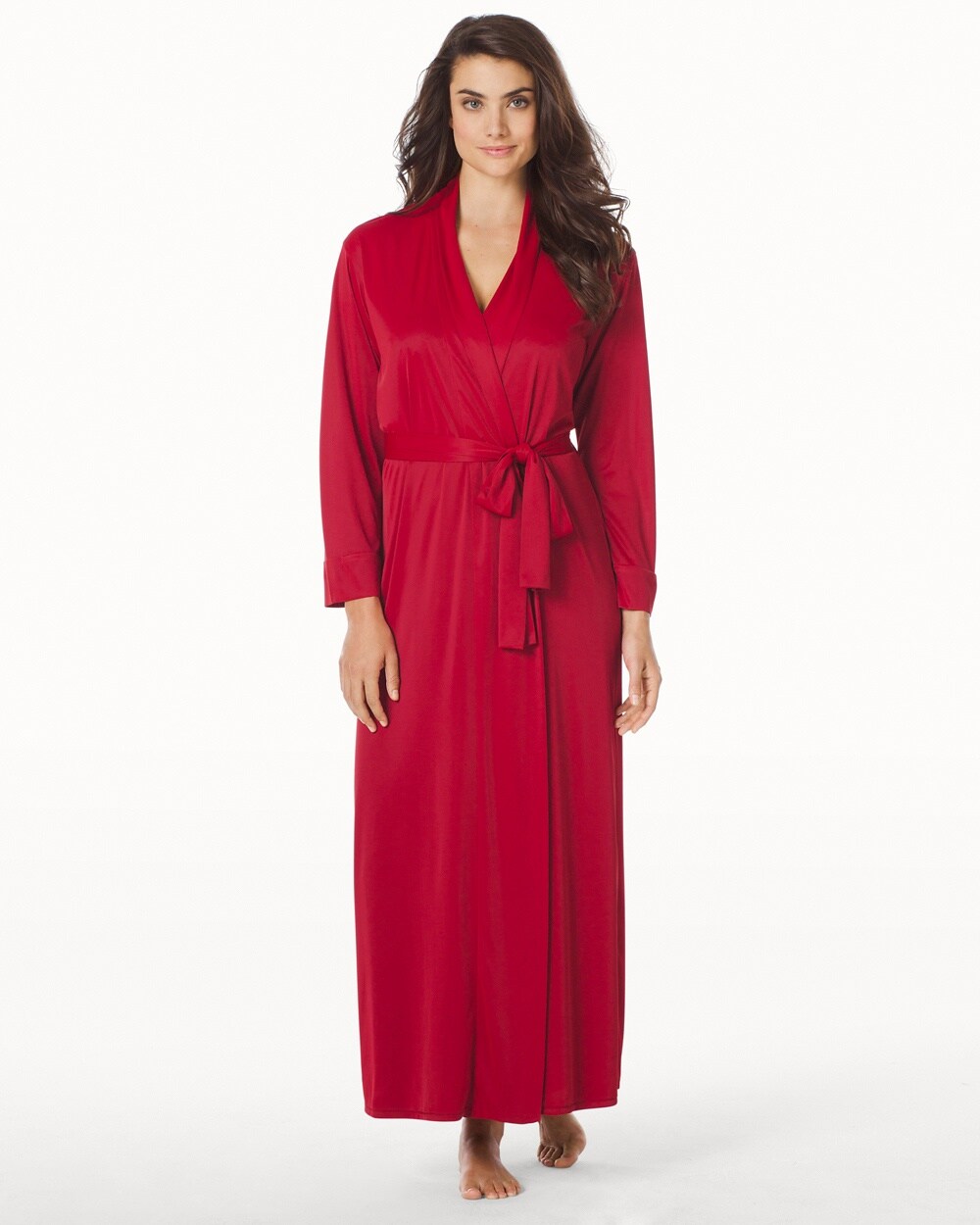 Natori Long Slinky Robe Bed Red