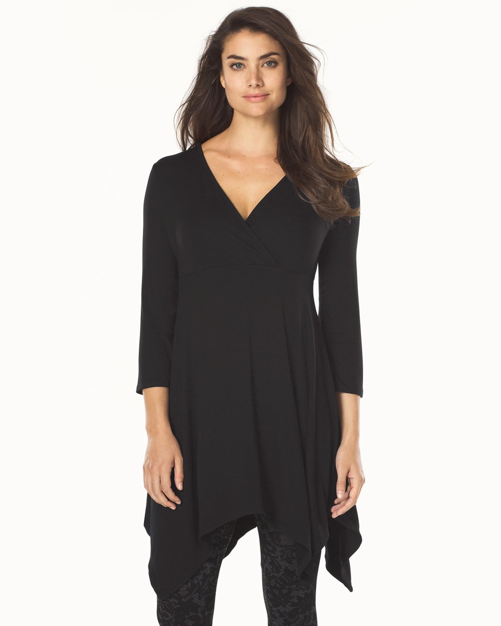 Live.Lounge.Wear. 3/4 Sleeve Scarf Hem Tunic Black