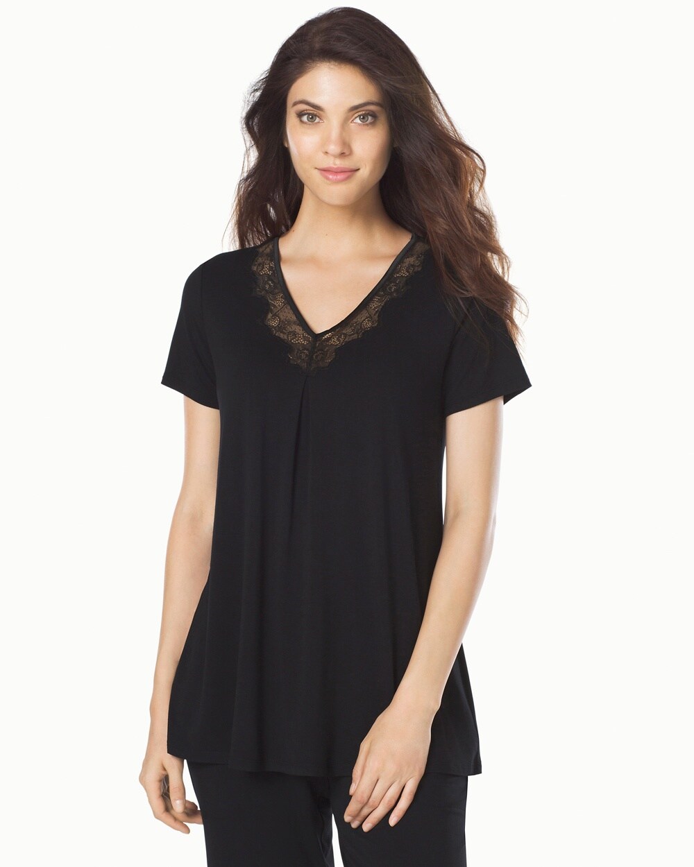 Casual Collection Short Sleeve Pajama Top Black