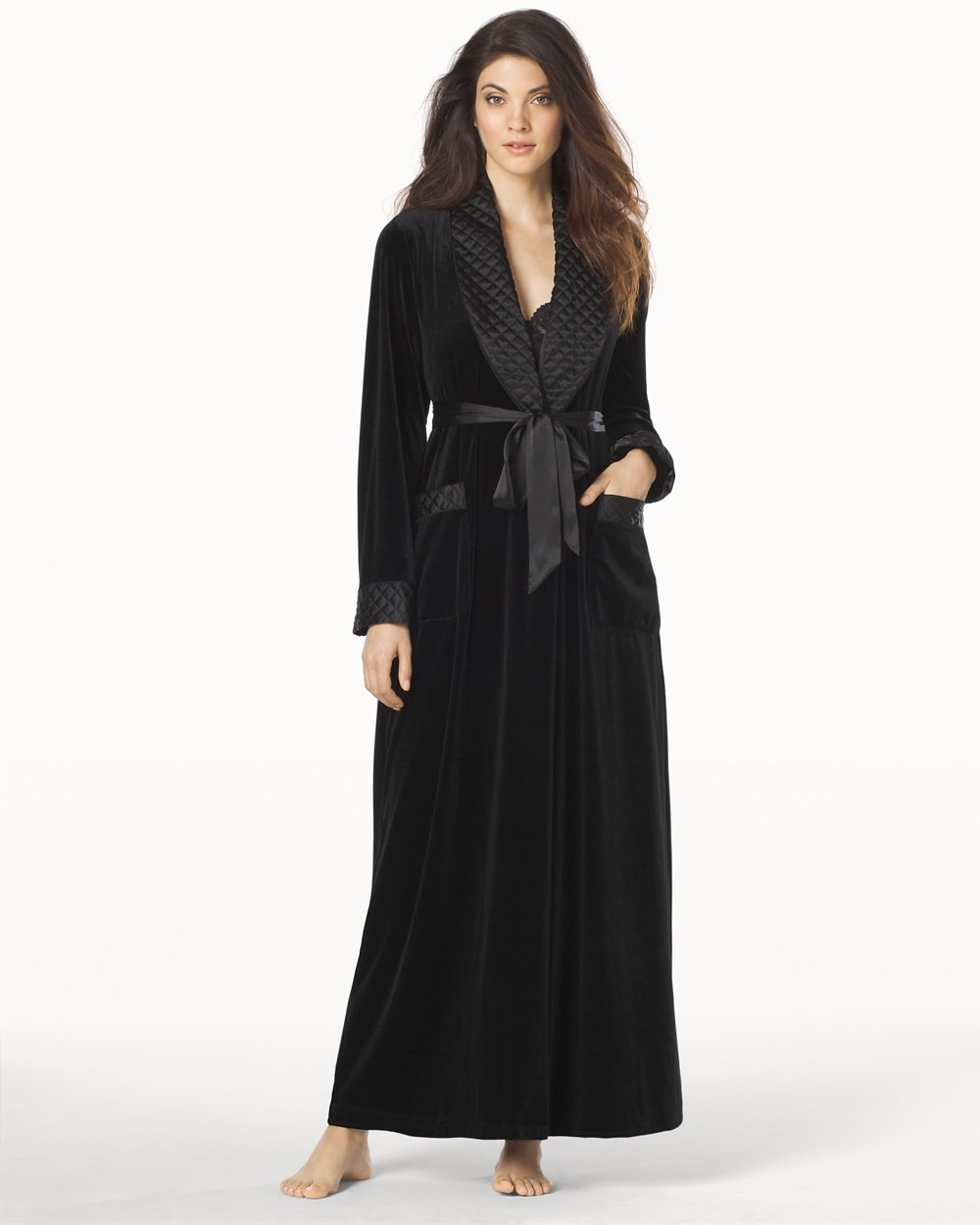 Jonquil Taylor Long Velvet Robe Black