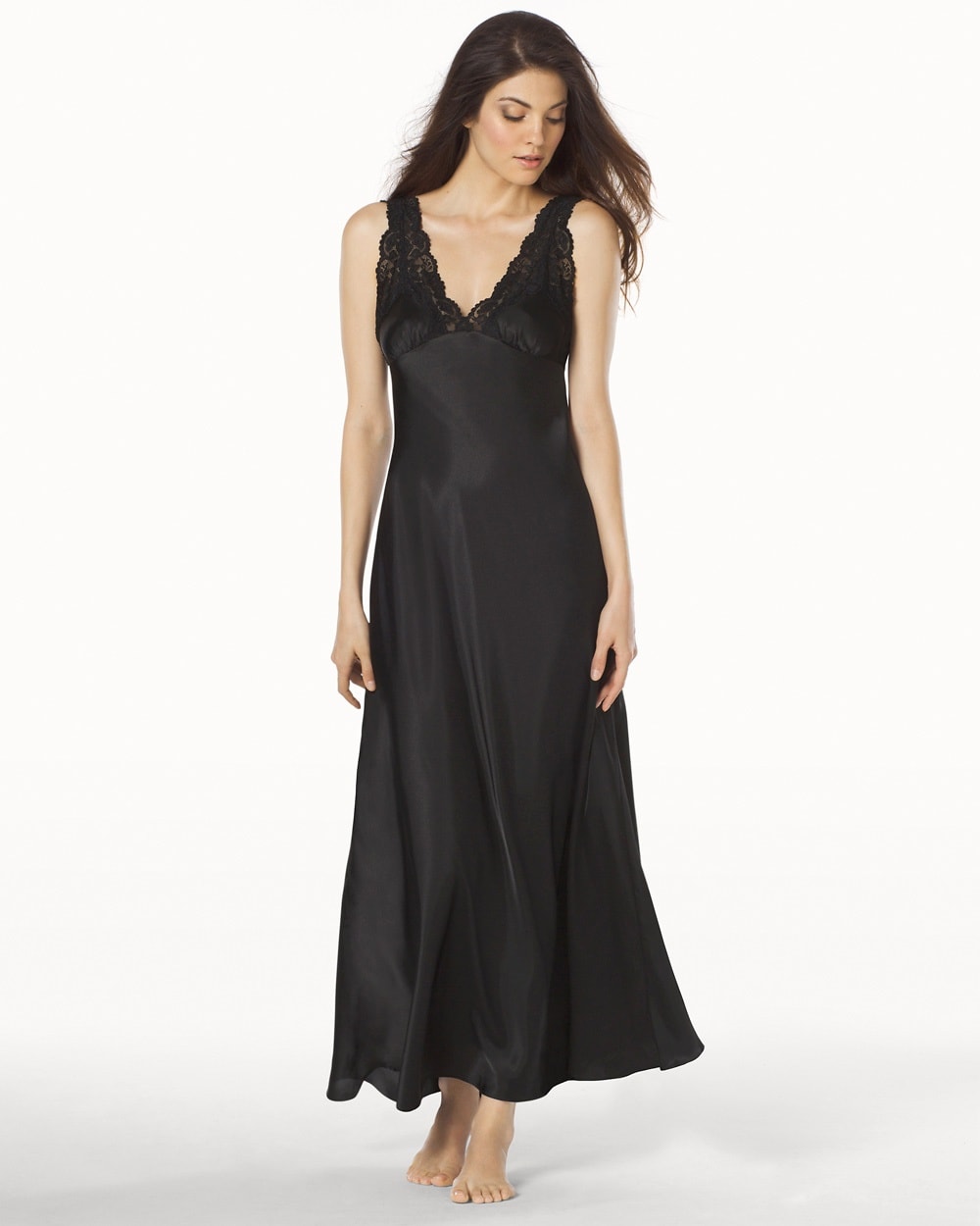 Jonquil Taylor Long Satin Nightgown Black