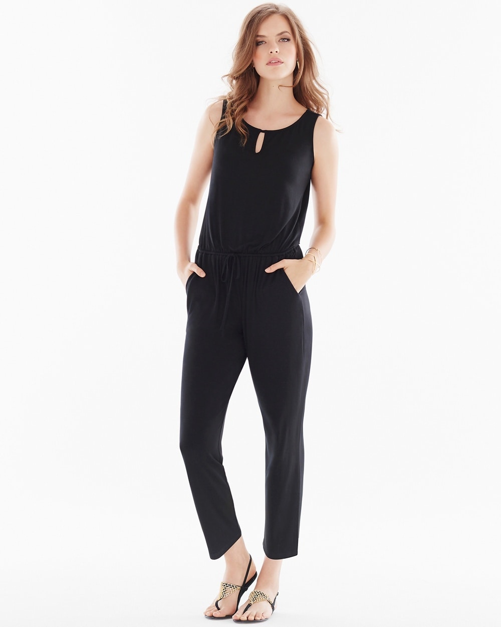 Soft Jersey Ankle-Length Jumpsuit Black