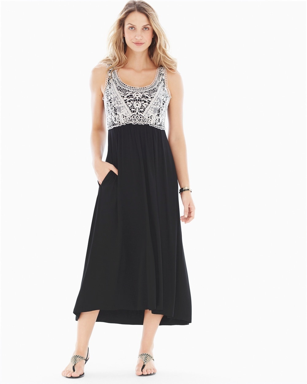 Crochet Midi Dress Black