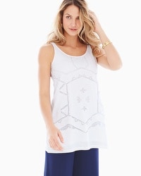Live. Lounge. Wear. Cutwork Cotton Sleeveless Top White