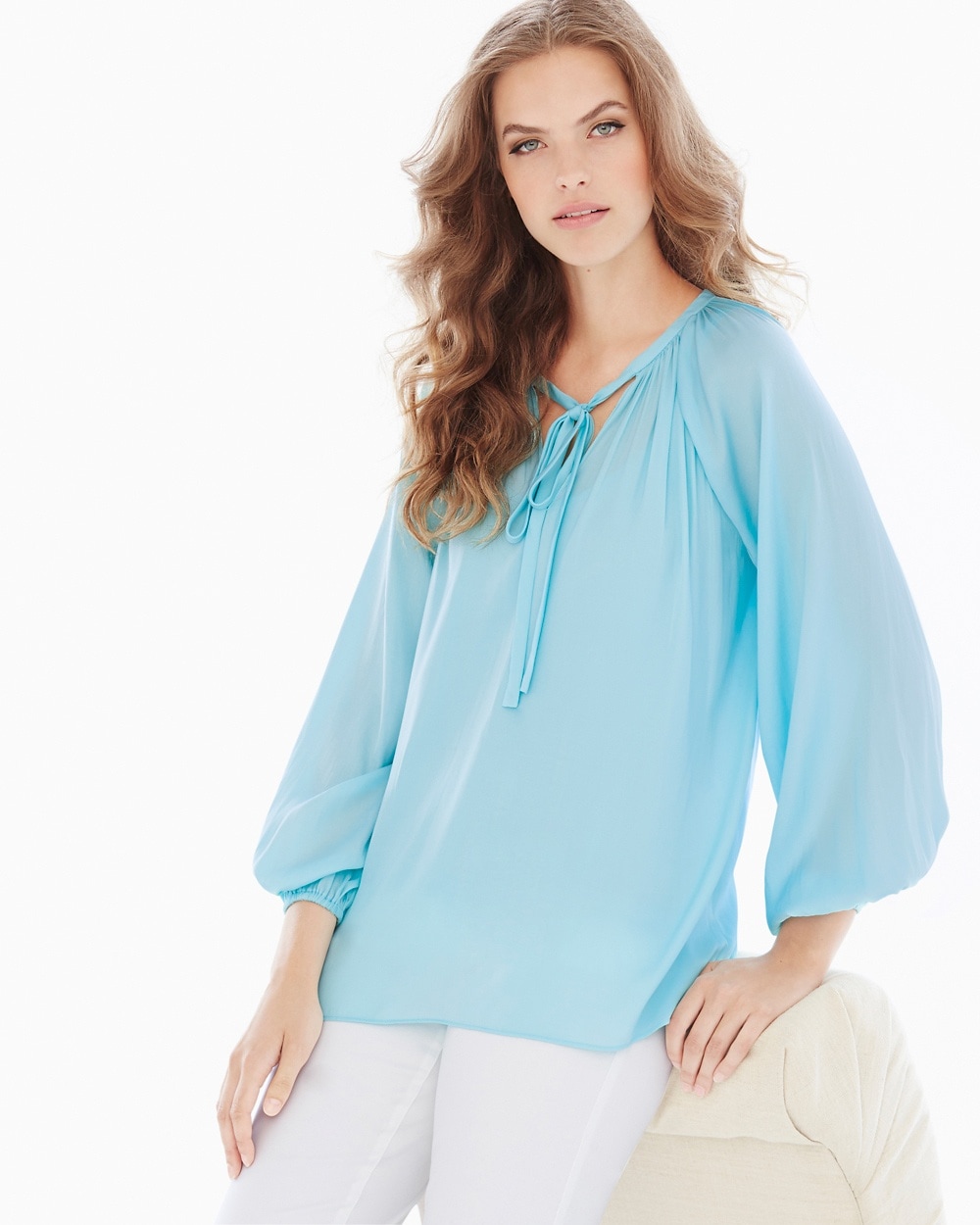 Miraclebody Slimming Paula Peasant Blouse Aqua