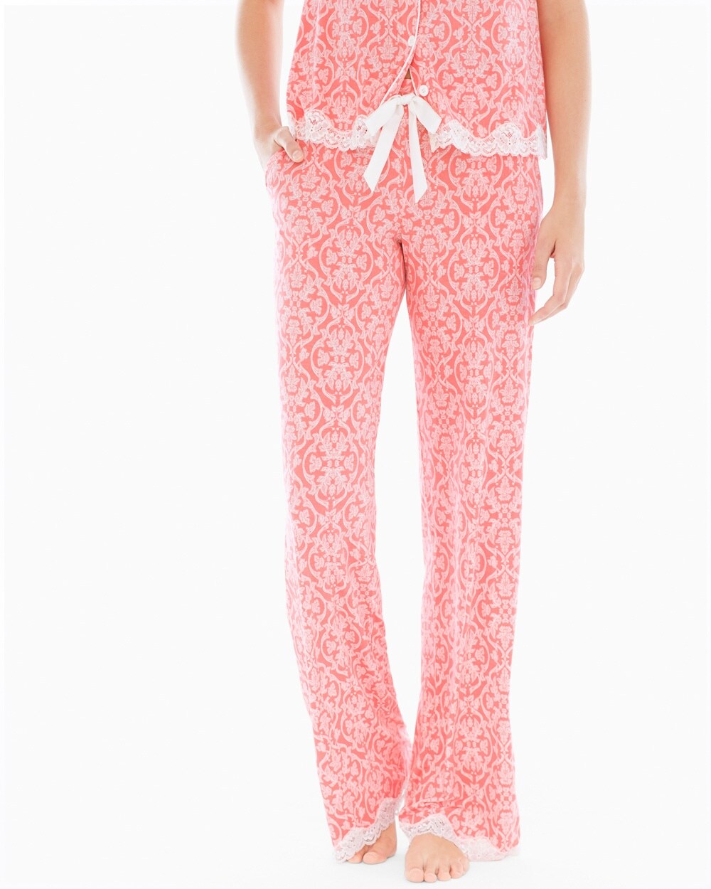Embraceable Cool Nights Tall Inseam Pajama Pants Island Scroll Coral Hype