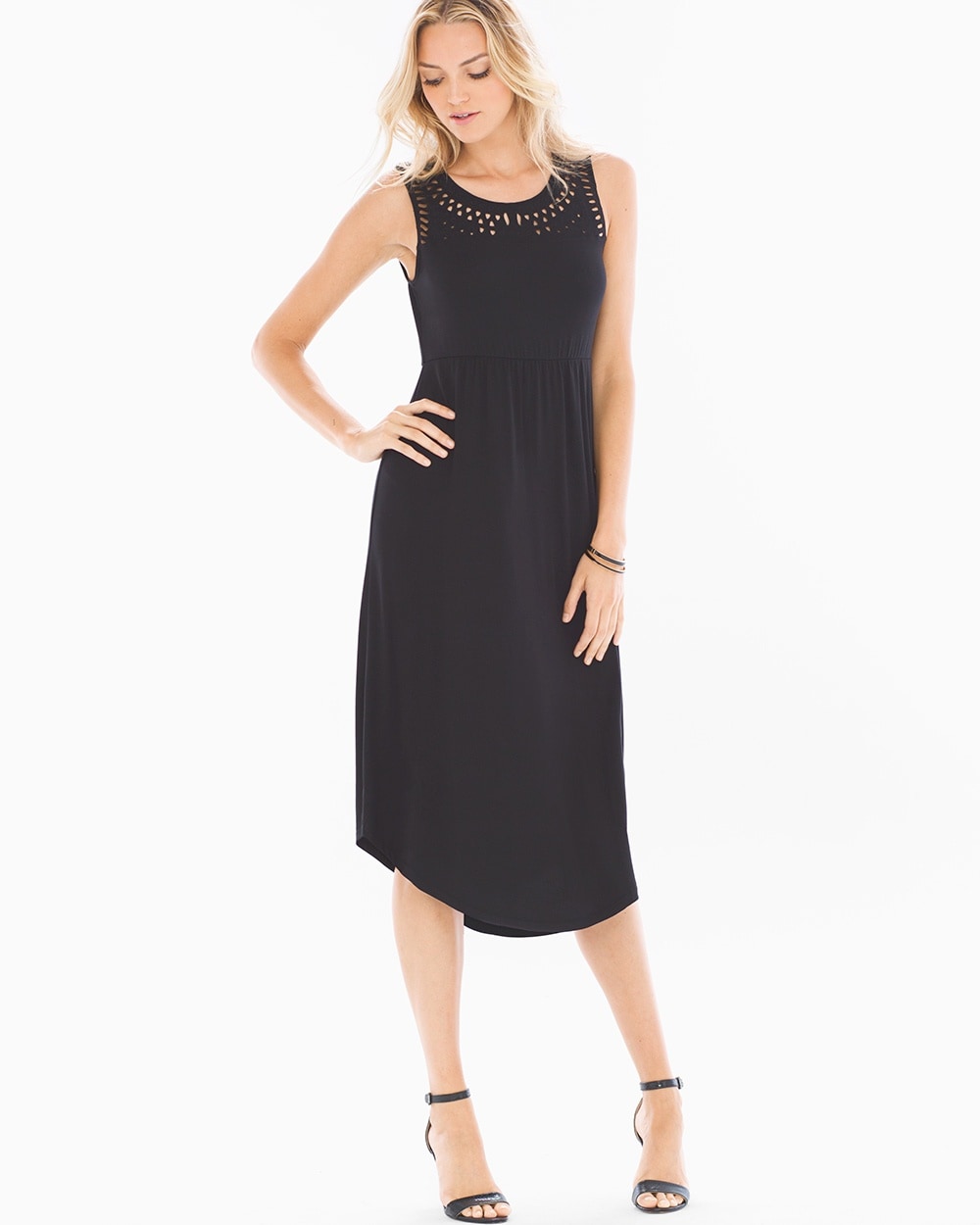 Cutout Detail Sleeveless Midi Dress Black