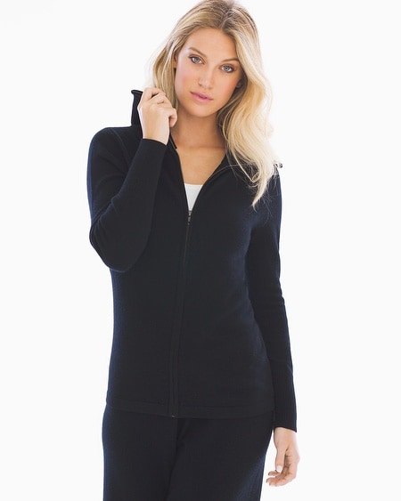 Cashmere/Wool Blend Zip Front Jacket