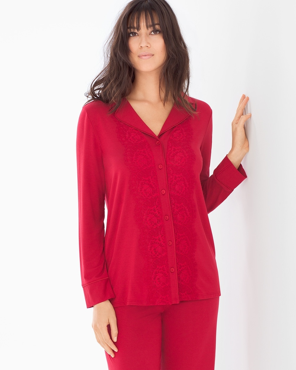Limited Edition Breathtaking Long Sleeve Pajama Top Ruby