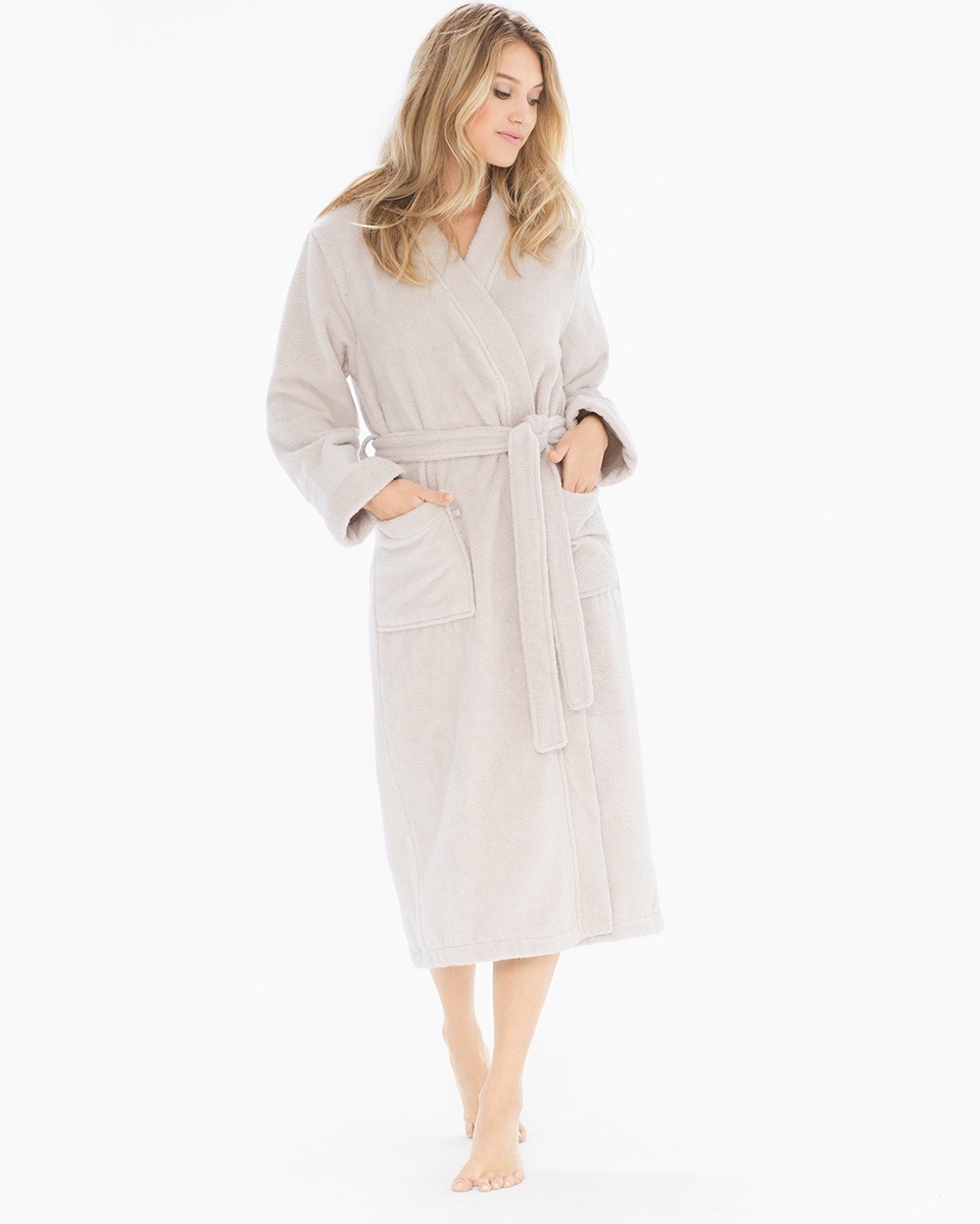 iRelax Cotton Turkish Terry Long Robe Spa Beige