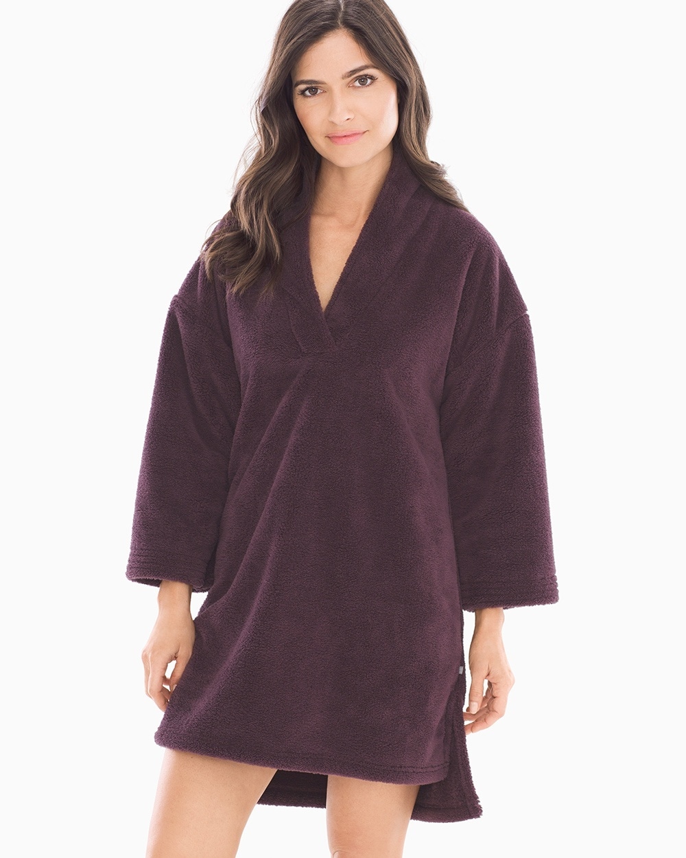 iRelax Recycled Plush Pullover Robe Eggplant