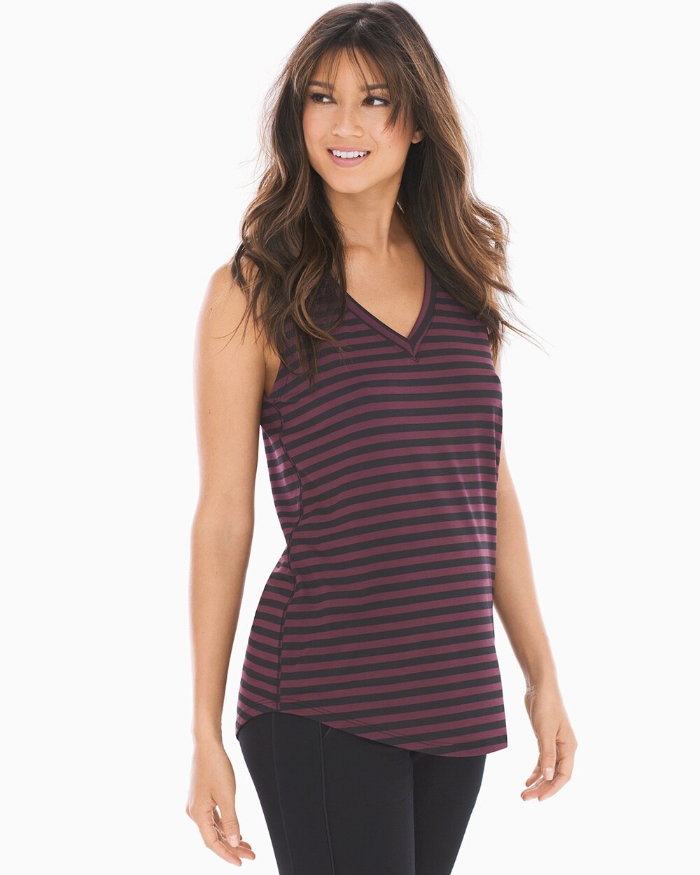 Easy Jersey V-Neck Lounge Tank Leisure Stripe Merlot