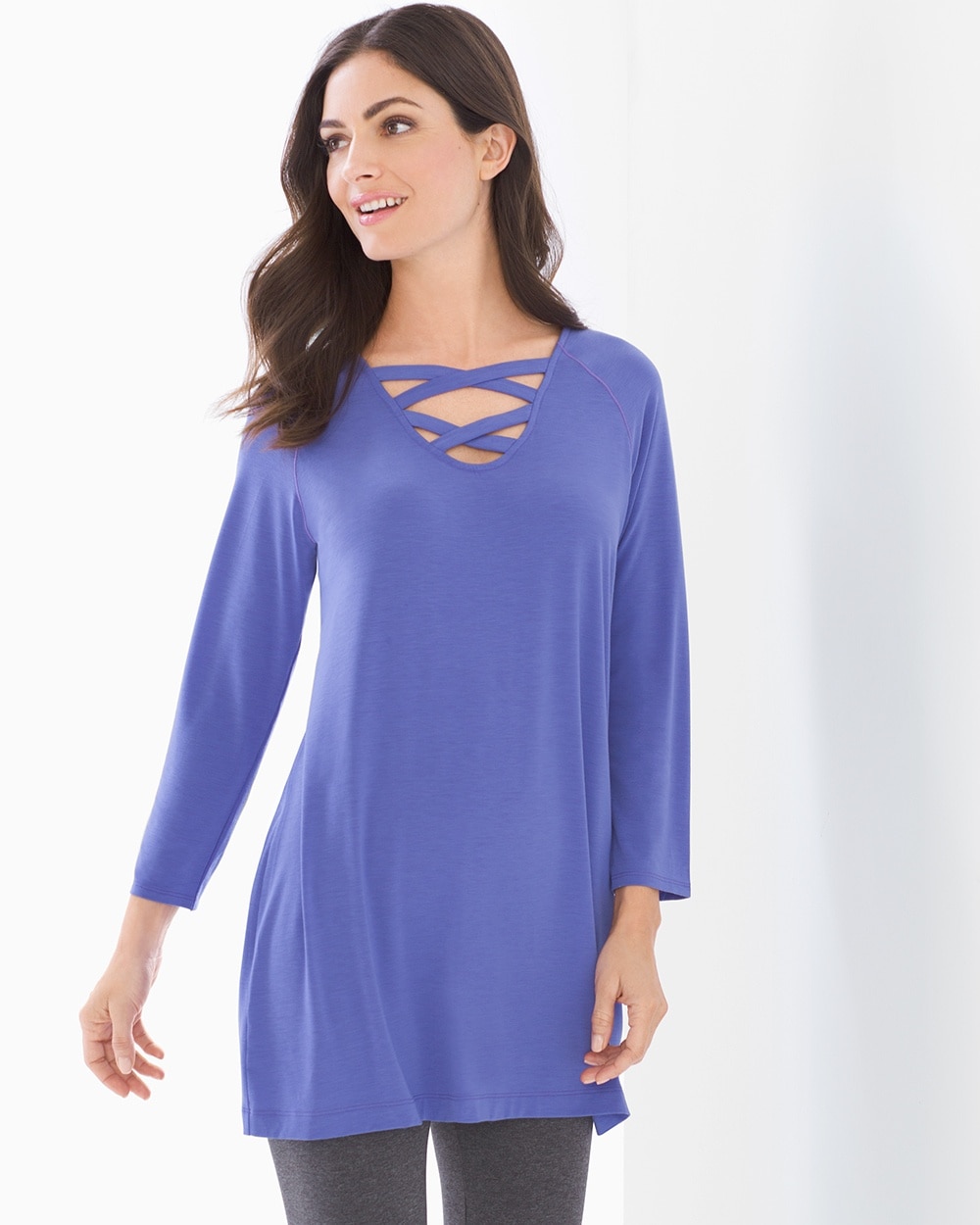 Easy Jersey Strappy Front Tunic Baja Blue