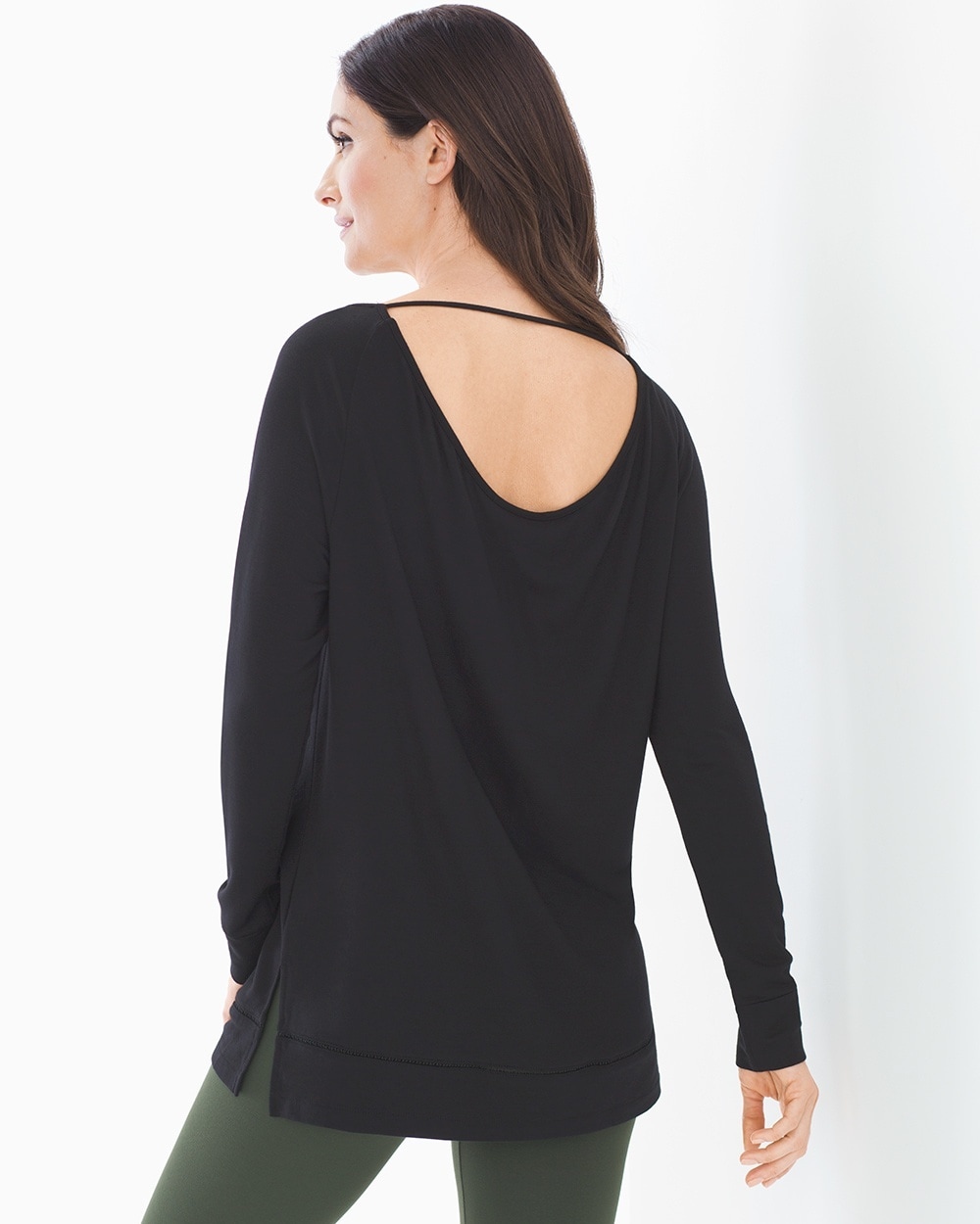 French Terry Draped Back Top Black