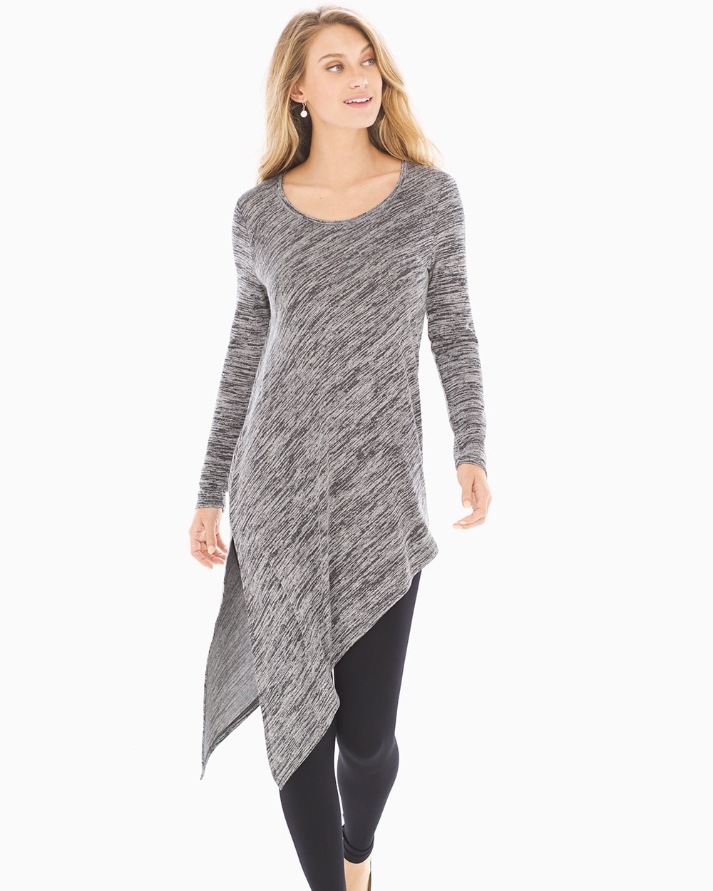 Melange Asymmetrical Tunic Black/Grey