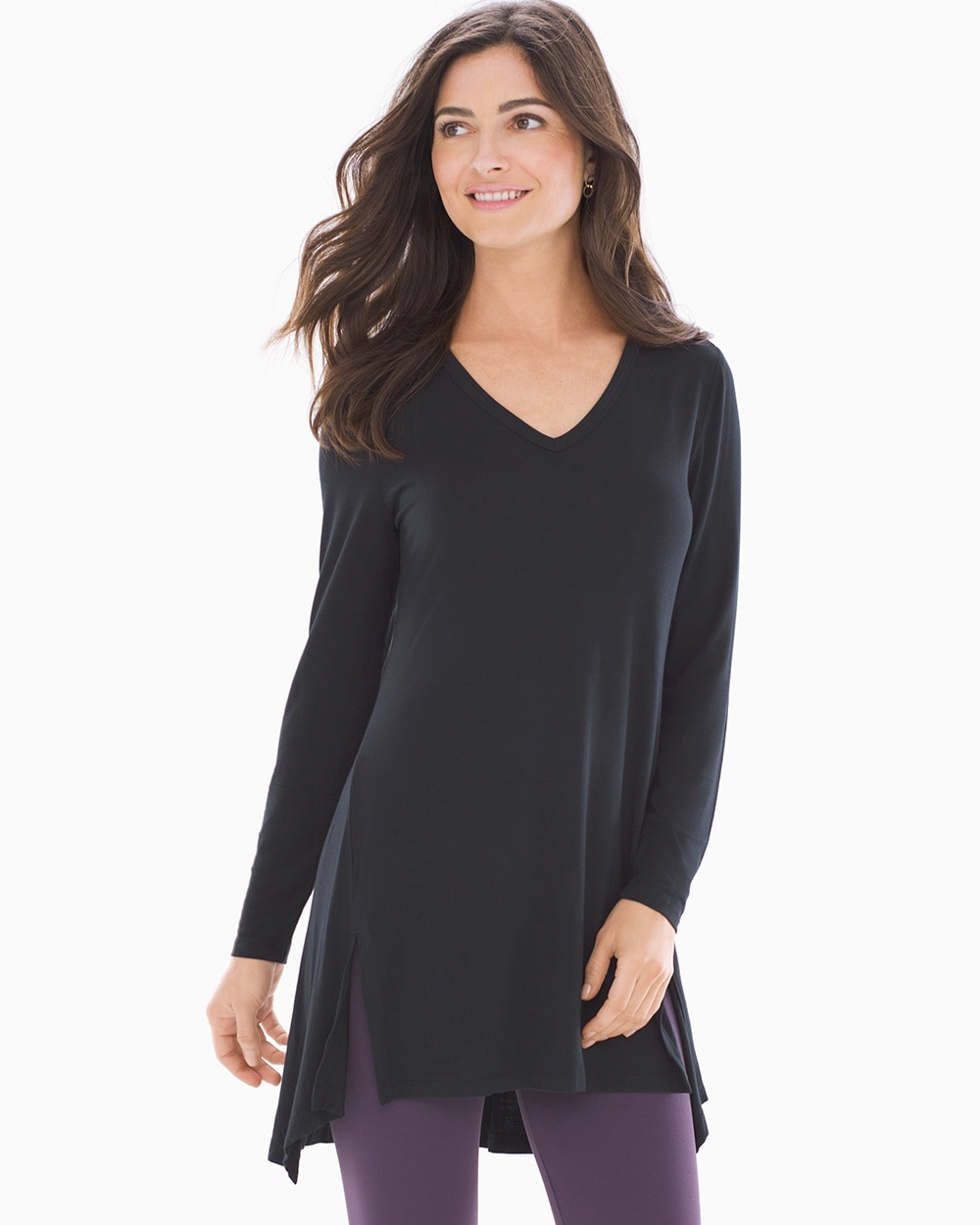 Soft Jersey Side Slit Tunic Black