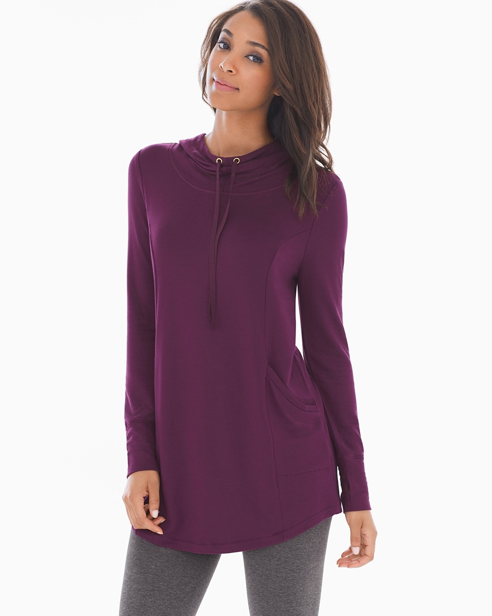French Terry Hooded Tunic Bordeaux