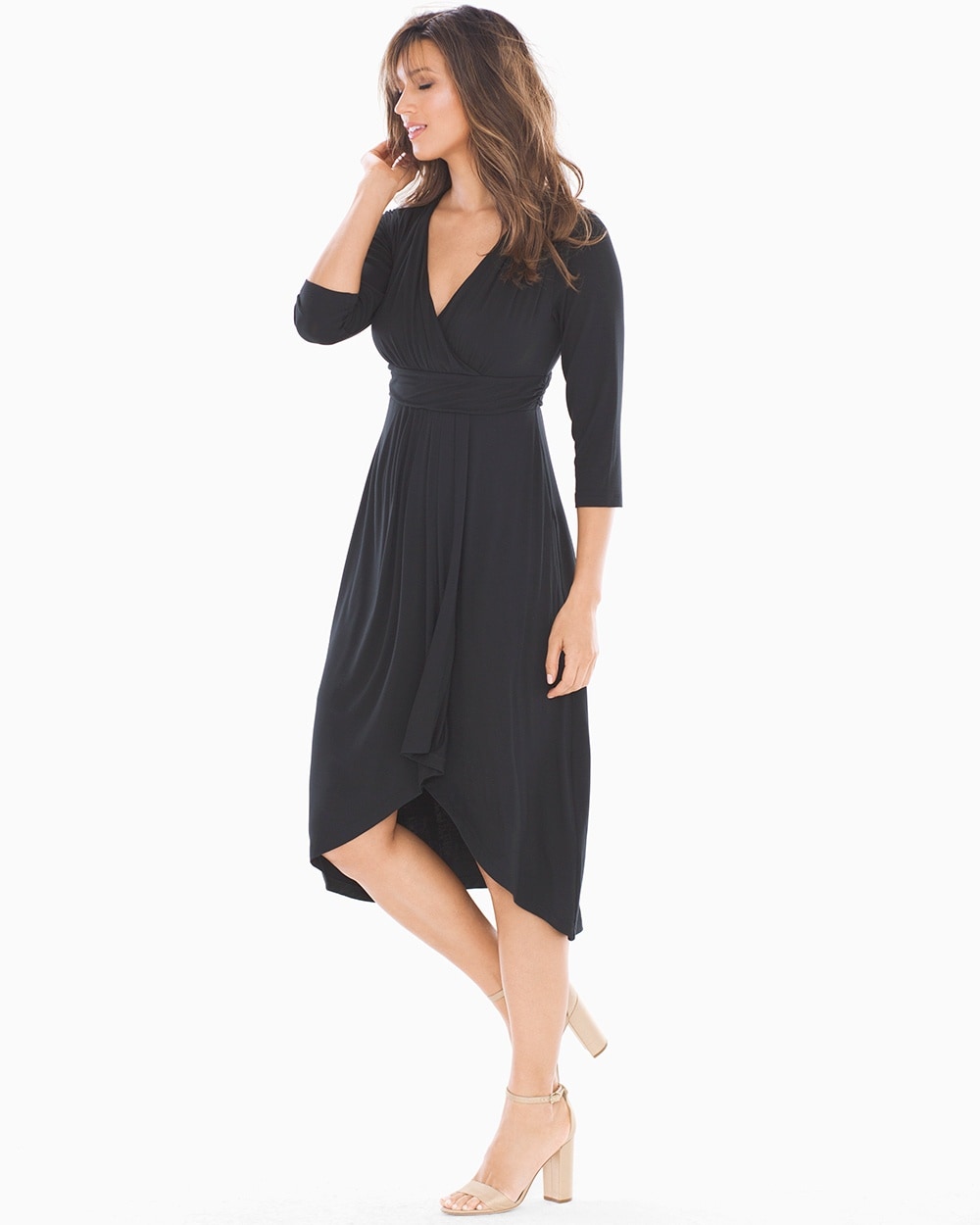 Midi Wrap Dress Black