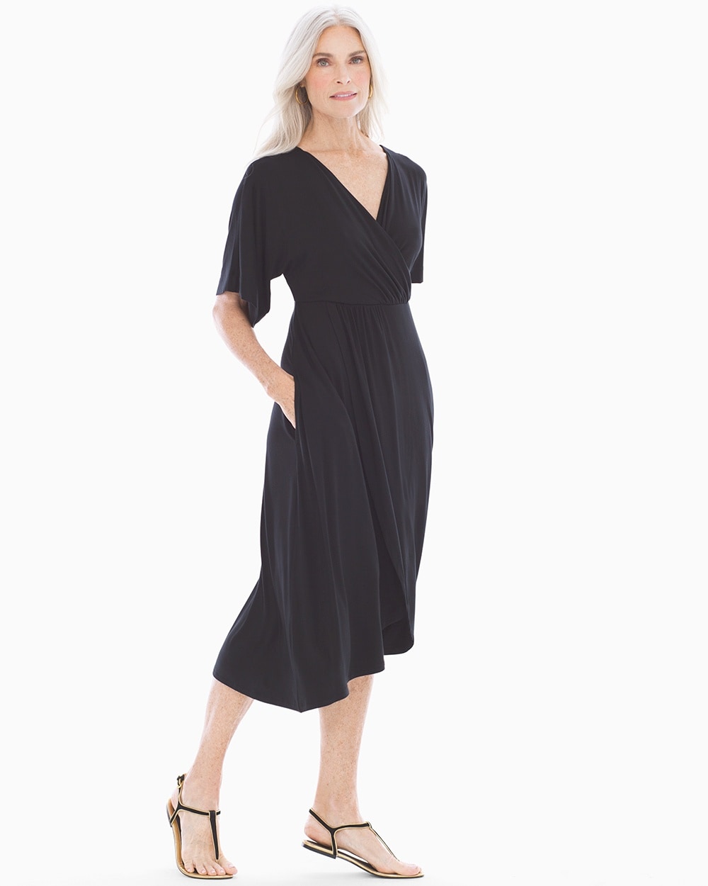 Soft Jersey Caftan Midi Dress Black