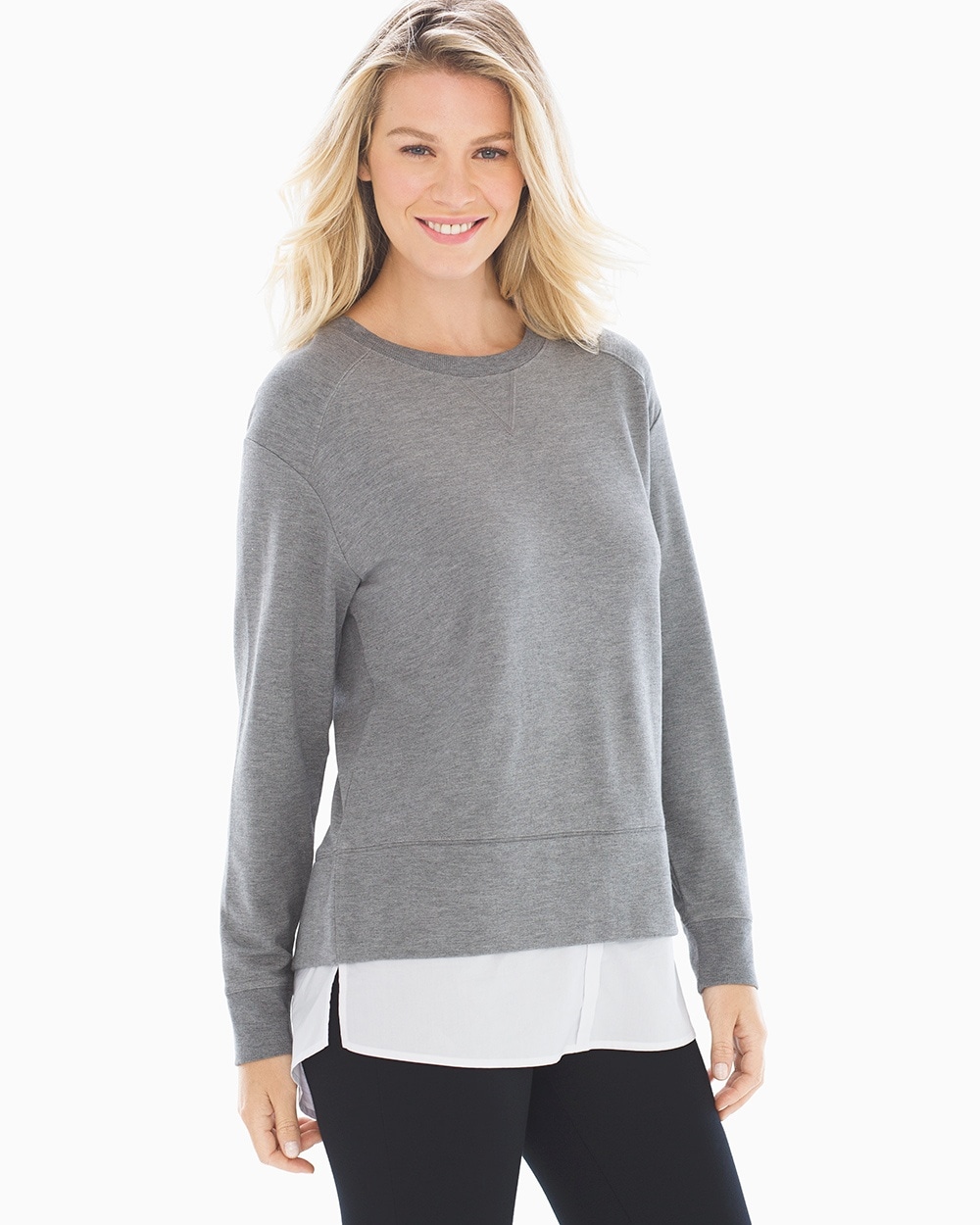 French Terry Modal Layered Look Sweatshirt Heather Graphite