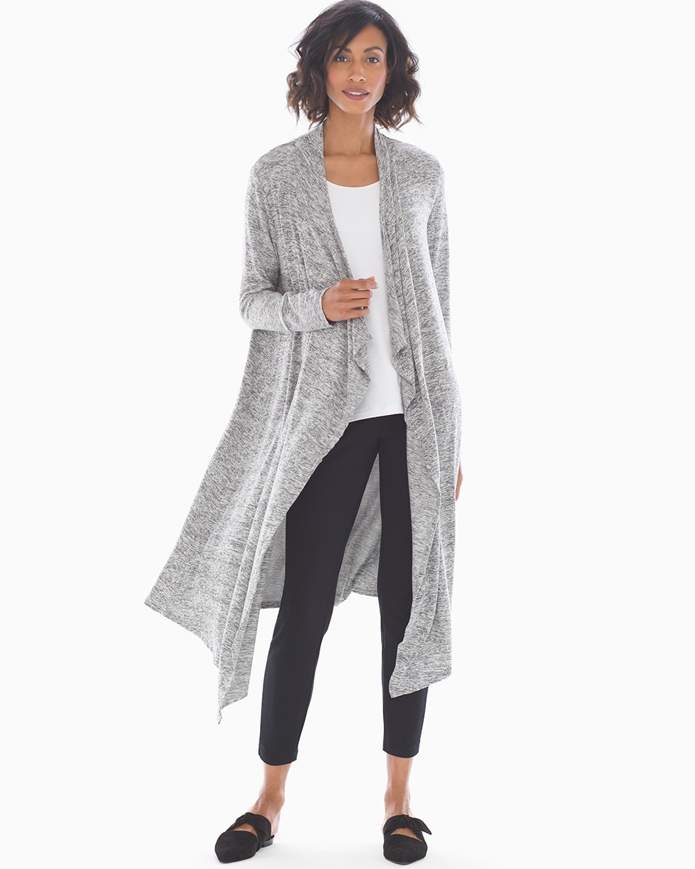 Brushed Knit Duster Light Gray Marl
