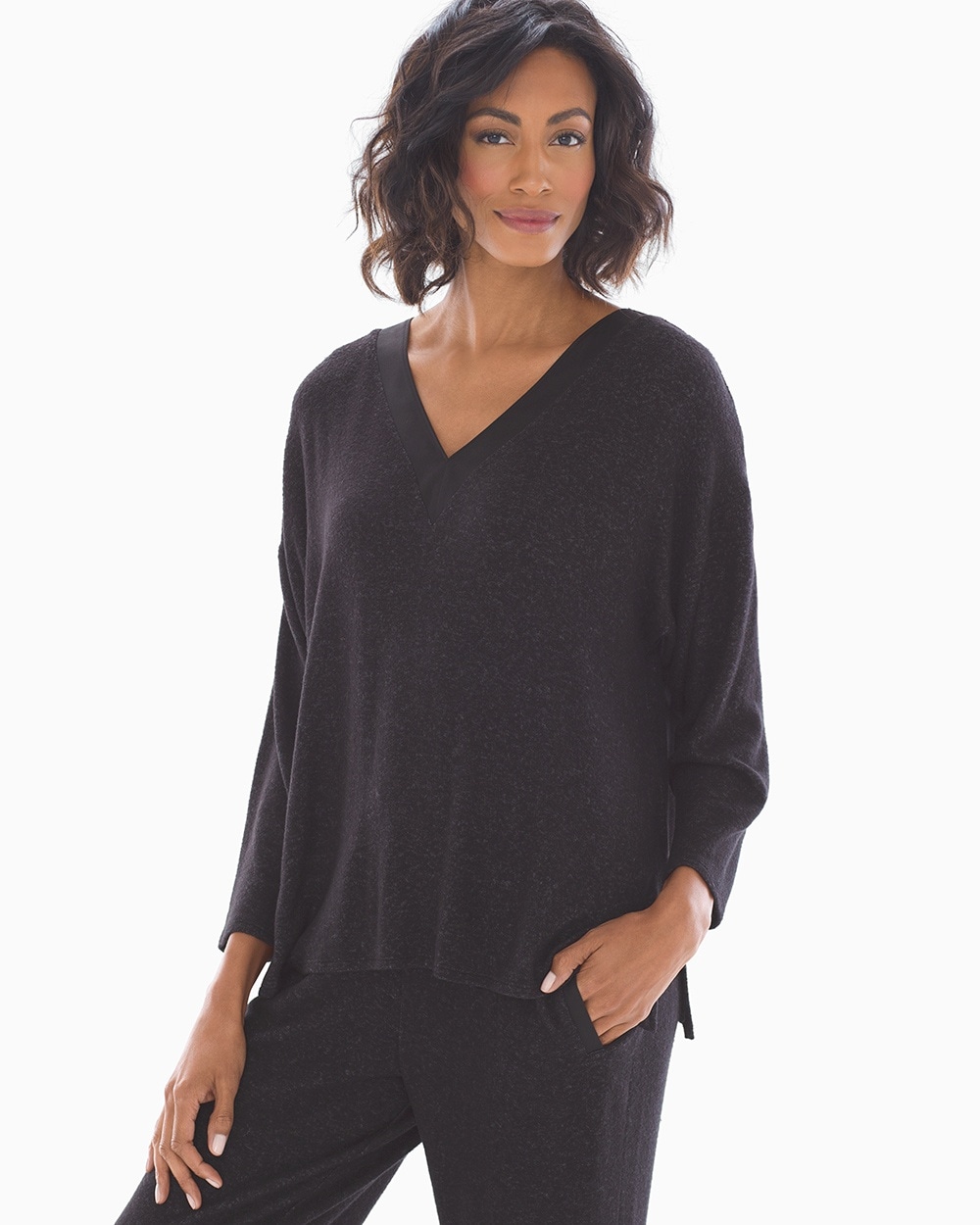 Donna Karan Long Sleeve Top Black Marl - Soma