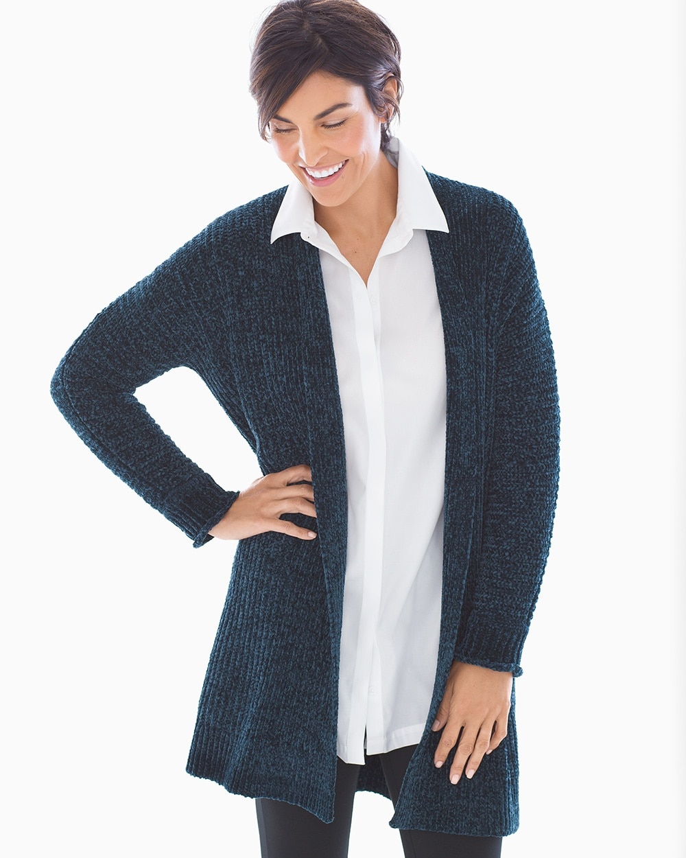 Chenille Wrap Sweater Shadow Blue