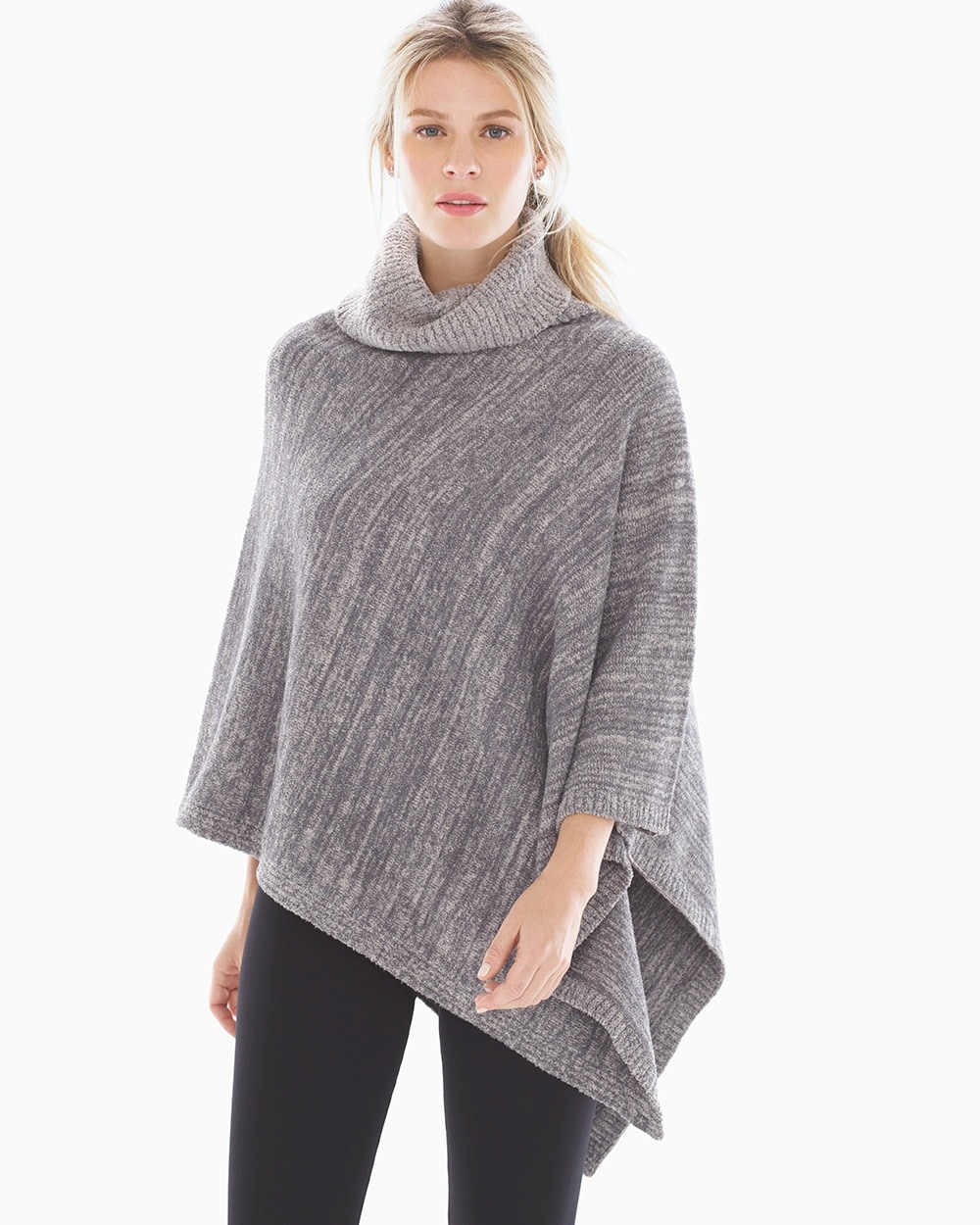 Barefoot Dreams CozyChic Poncho Graphite And Stone
