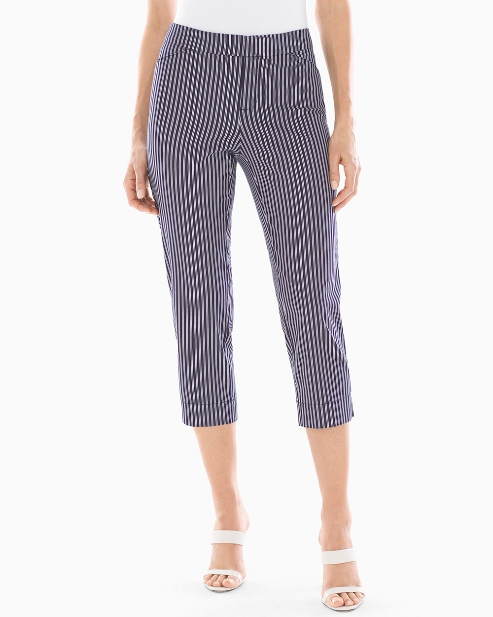 Summerweight Slimming Crop Pants Destin Stripe Mini M Navy