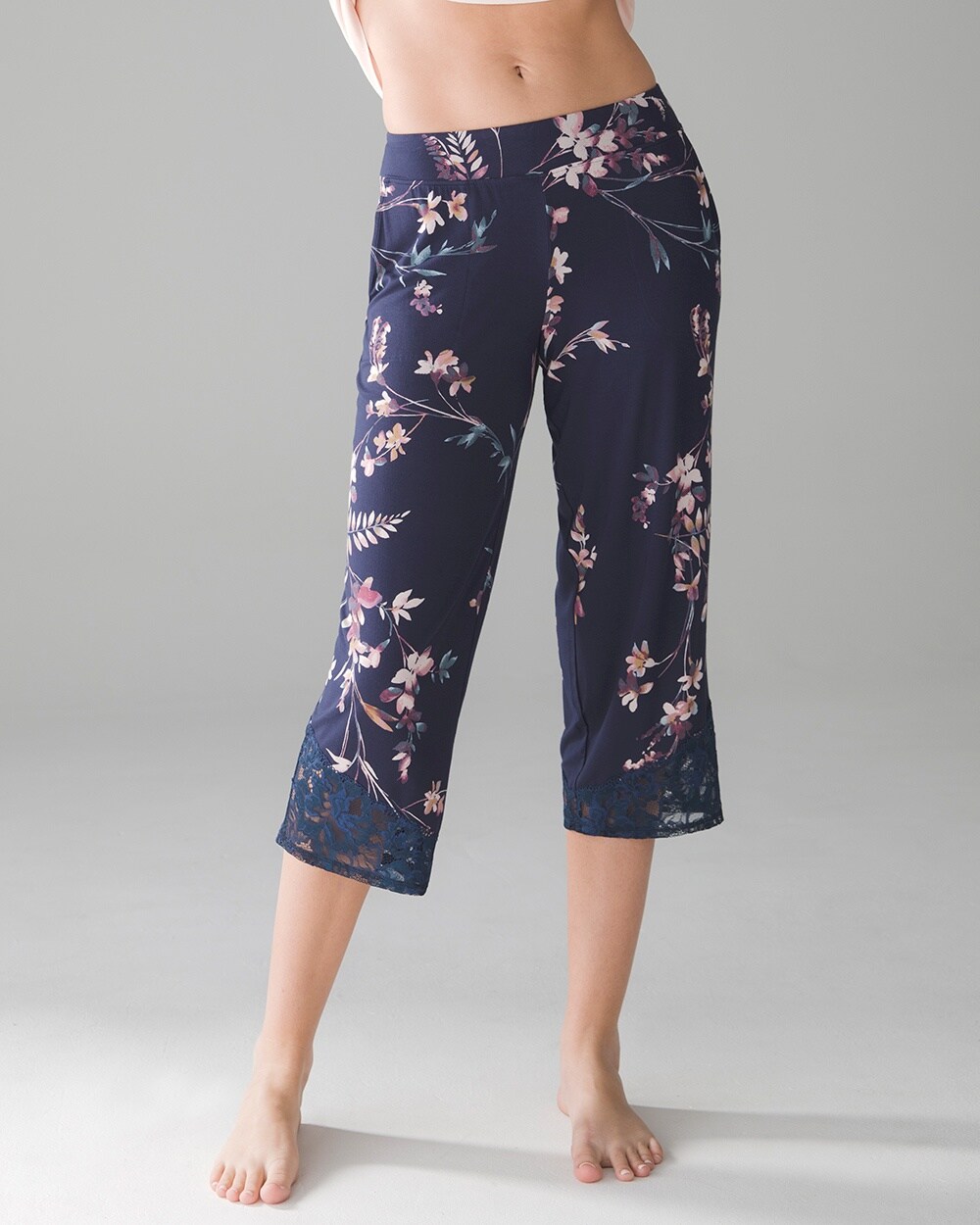 Cool Nights Lace Trim Crop Pajama Pants