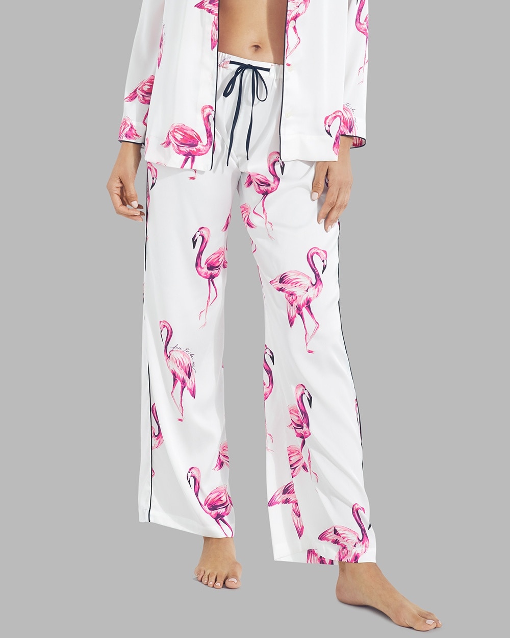 Stretch Satin Pajama Pants With Smocked Waist