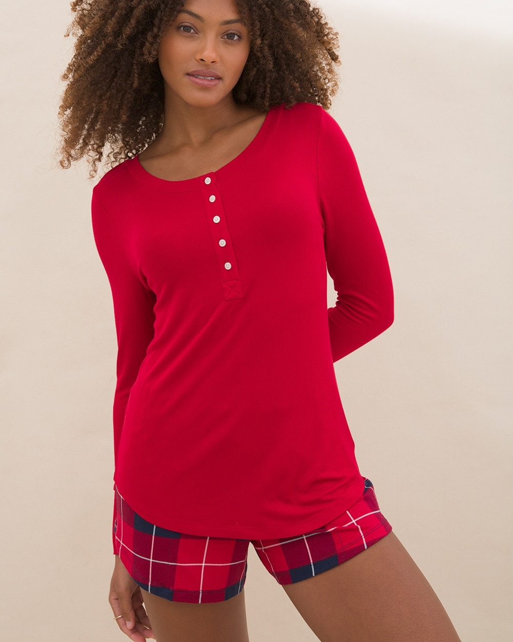 Cool Nights Ribbed Long Sleeve Henley Top