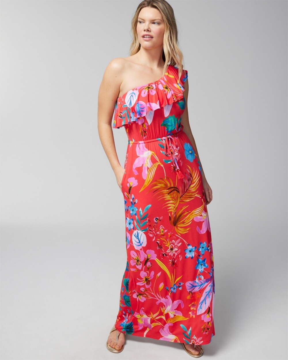Soft Jersey One-Shoulder Maxi Bra Dress - WA