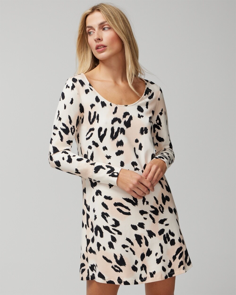 Soma Women's Embraceable Long-sleeve Night Gown In Ivory Size Large |