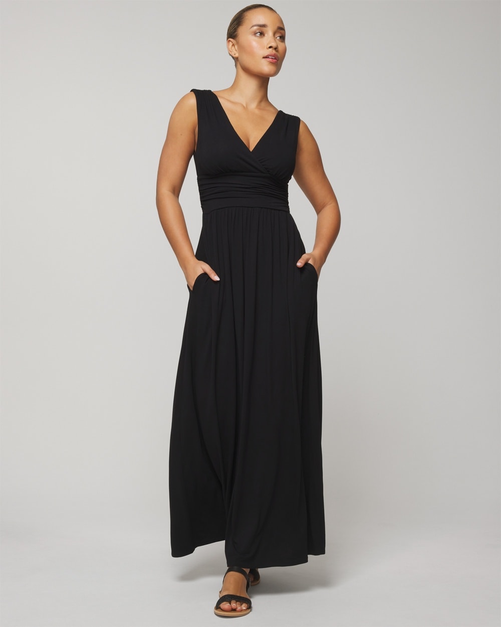Soma Women's Soft Jersey Maxi Bra Dress In Black Size Medium |