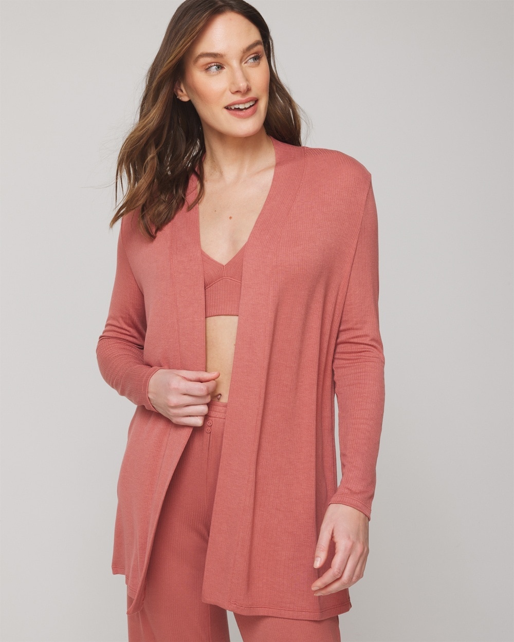 Soma Women's Lightweight Ribbed Knit Wrap In Pink Size Small/medium |  In Clay Rose